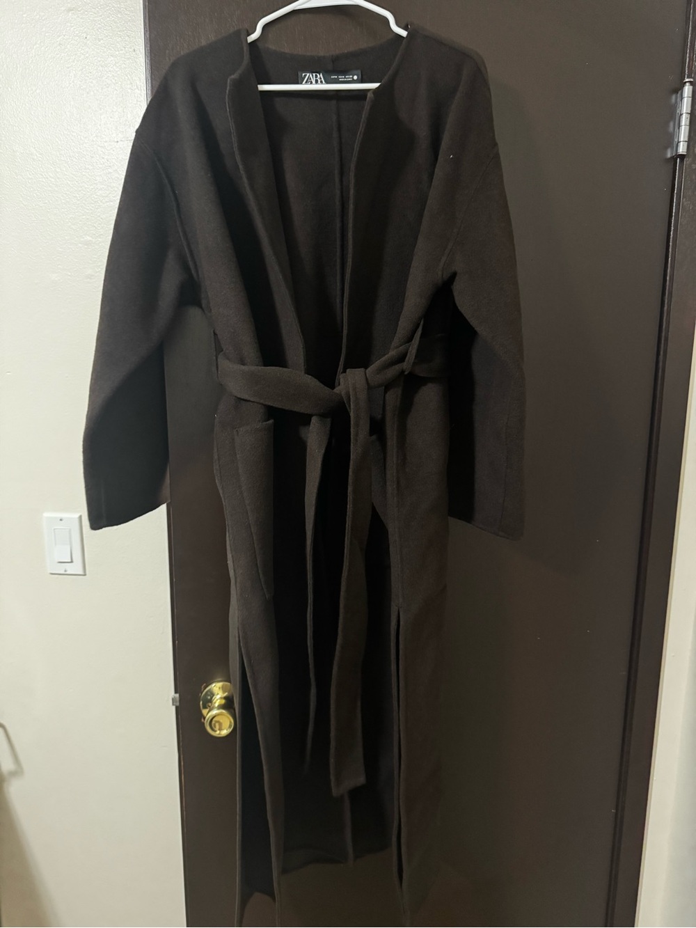 ZARA Black Long Wool-Blend Coat with Clean Lines